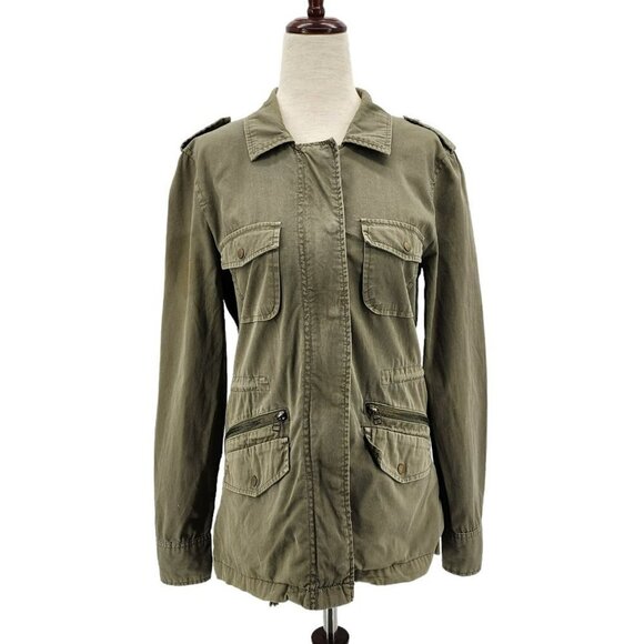 Lily Aldridge for Velvet By Graham & Spence Army Green Zipper Jacket Womens PXS - Picture 1 of 7